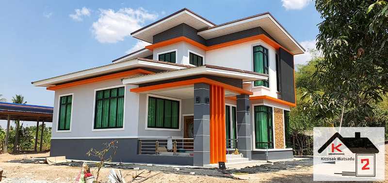 Picture of Contemporary Two Storey House Design with Bright Colors