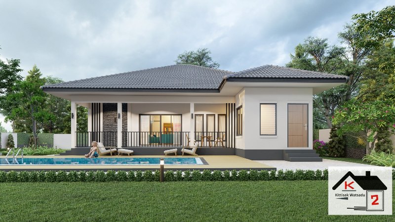 Picture of Single Storey Modern House Design with Swimming Pool